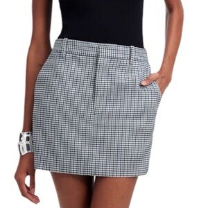 Madewell Mini Skirt Plaid Black Navy Wool Blend Pockets Lined Women’s Size 6
